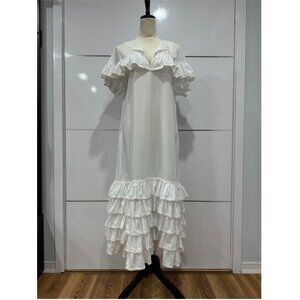 Levinia Long White ruffle dress, NWOT,  Size S/M